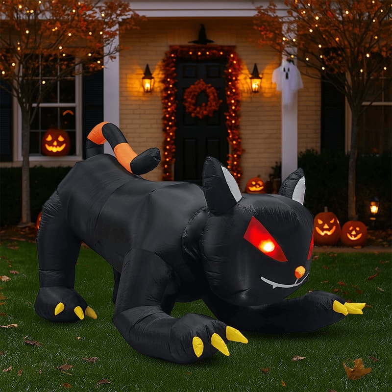 Animated Black Cat Halloween Inflatable Shakable Head Outdoor Decoration For Spooky Displays 1