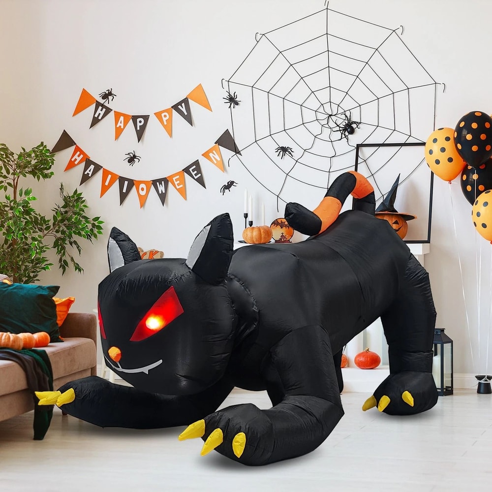 Animated Black Cat Halloween Inflatable Shakable Head Outdoor Decoration For Spooky Displays 2