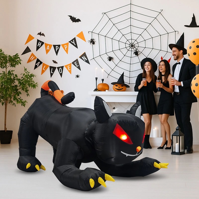 Animated Black Cat Halloween Inflatable Shakable Head Outdoor Decoration For Spooky Displays 11