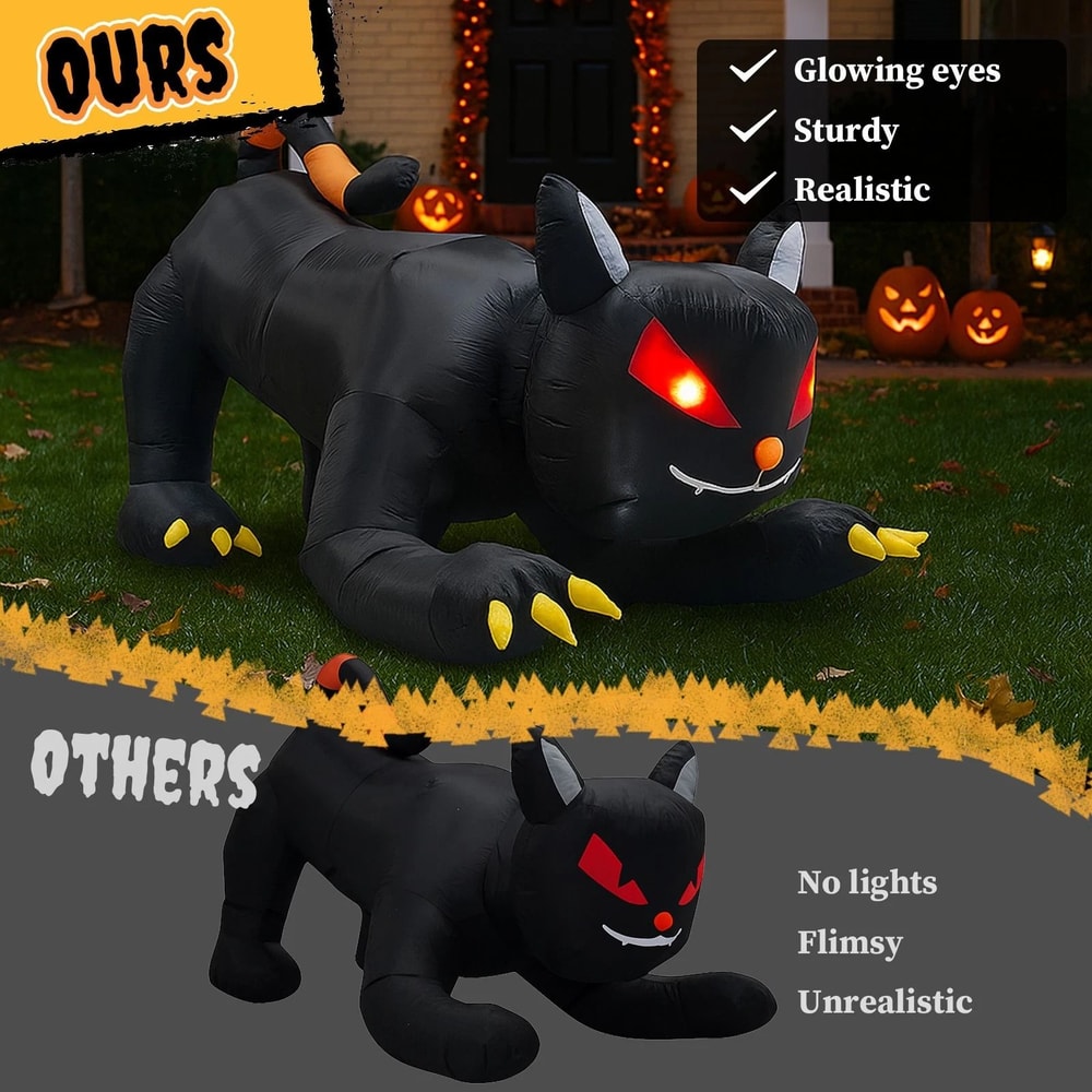 Animated Black Cat Halloween Inflatable Shakable Head Outdoor Decoration For Spooky Displays 5