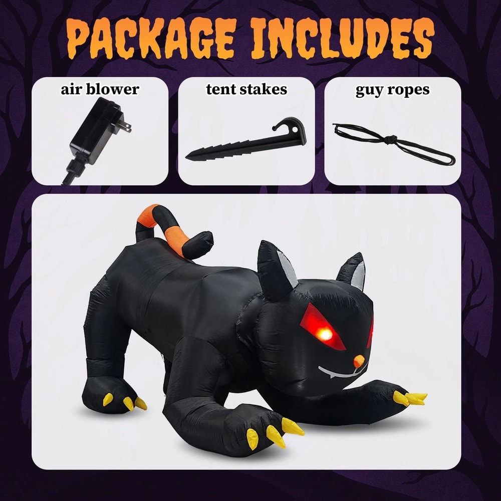 Animated Black Cat Halloween Inflatable Shakable Head Outdoor Decoration For Spooky Displays 6
