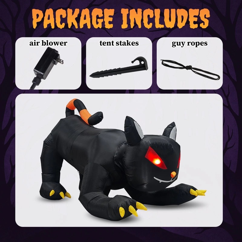 Animated Black Cat Halloween Inflatable Shakable Head Outdoor Decoration For Spooky Displays 6