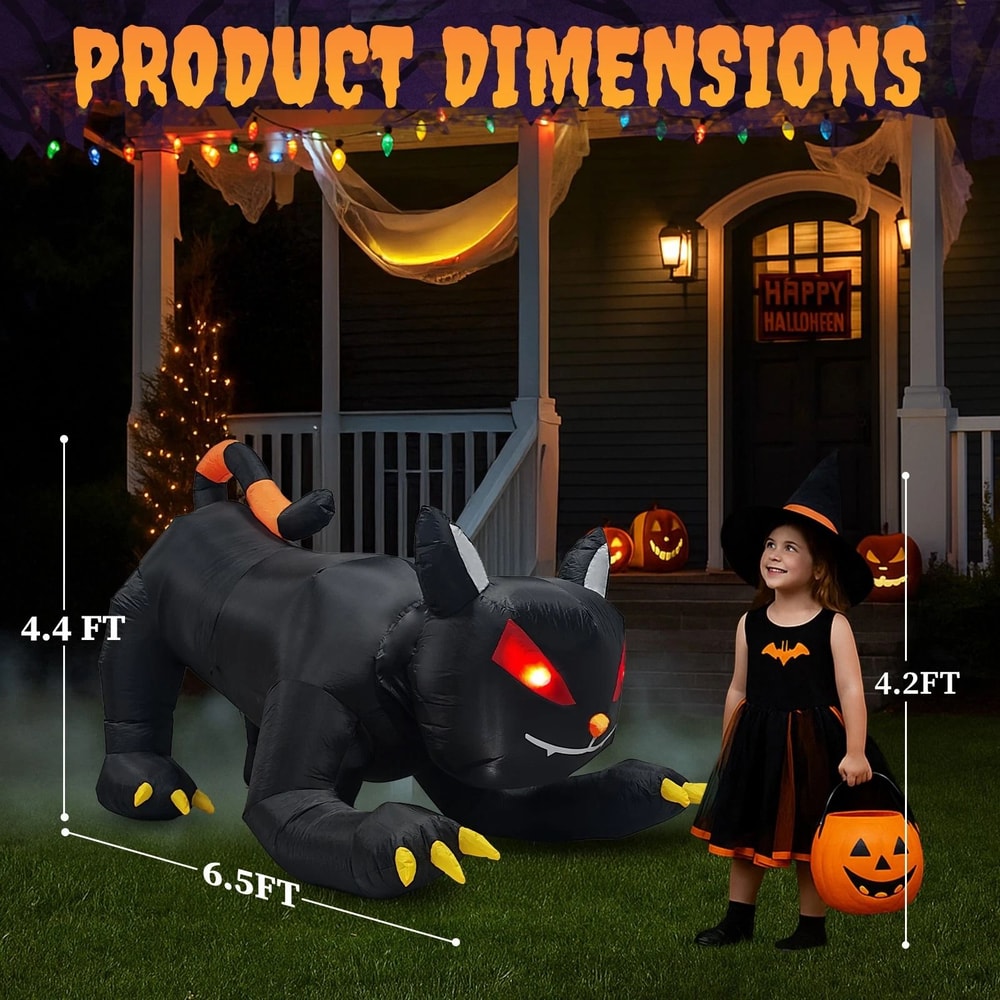 Animated Black Cat Halloween Inflatable Shakable Head Outdoor Decoration For Spooky Displays 7