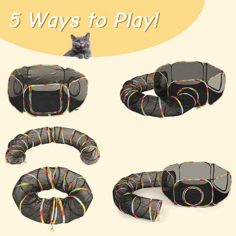 Portable Playpen Enclosures With Tunnel For Rabbits Cats Dogs Ideal Pet Enclosure With Tunnel For 4