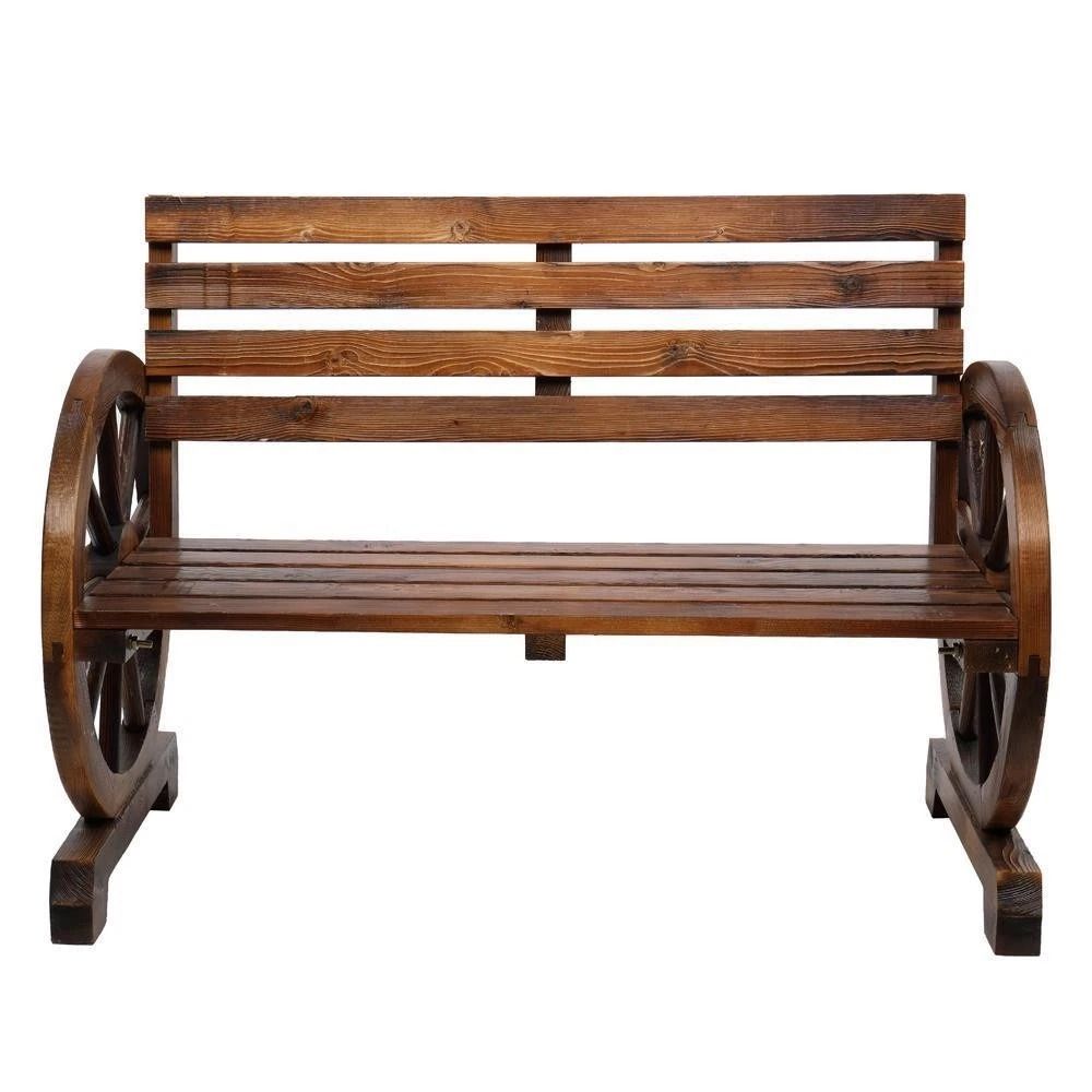 Rustic Loveseat Outdoor Wooden Garden Bench Wagon Patio Furniture For Stylish Outdoor Spaces 9