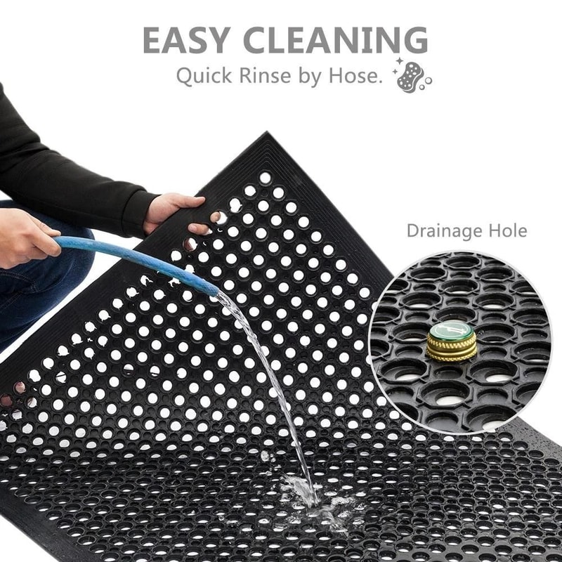 NonSlip Restaurant Kitchen Floor Mats Durable Drainage Rubber Mats In Black For Commercial Use 9