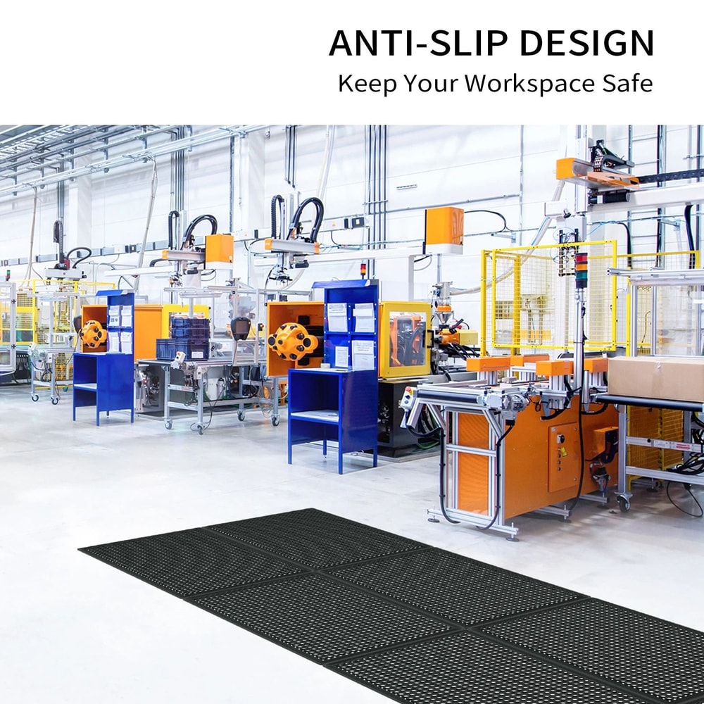 NonSlip Restaurant Kitchen Floor Mats Durable Drainage Rubber Mats In Black For Commercial Use 10