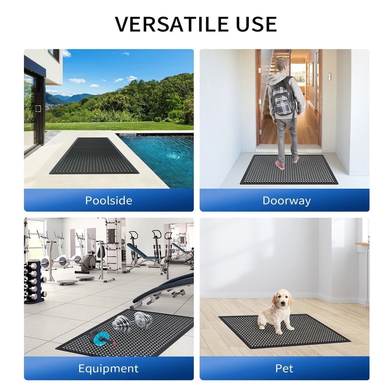 NonSlip Restaurant Kitchen Floor Mats Durable Drainage Rubber Mats In Black For Commercial Use 4