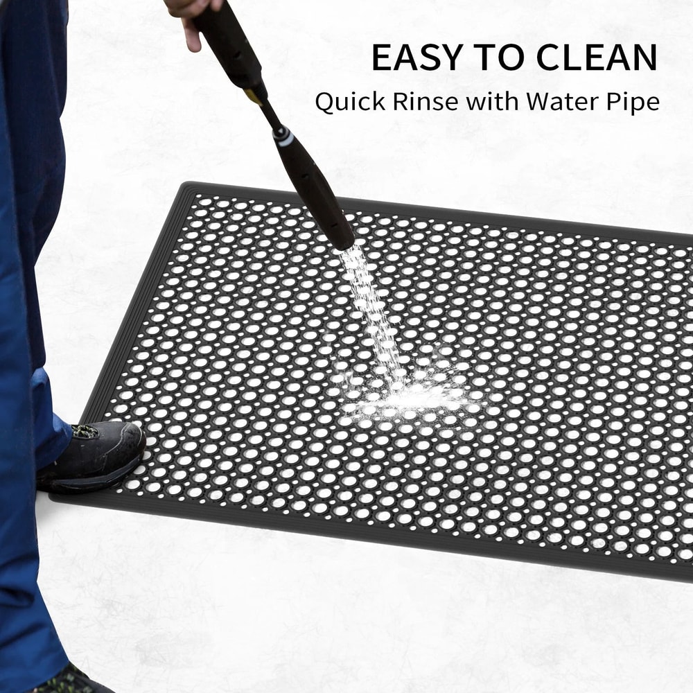 NonSlip Restaurant Kitchen Floor Mats Durable Drainage Rubber Mats In Black For Commercial Use 6