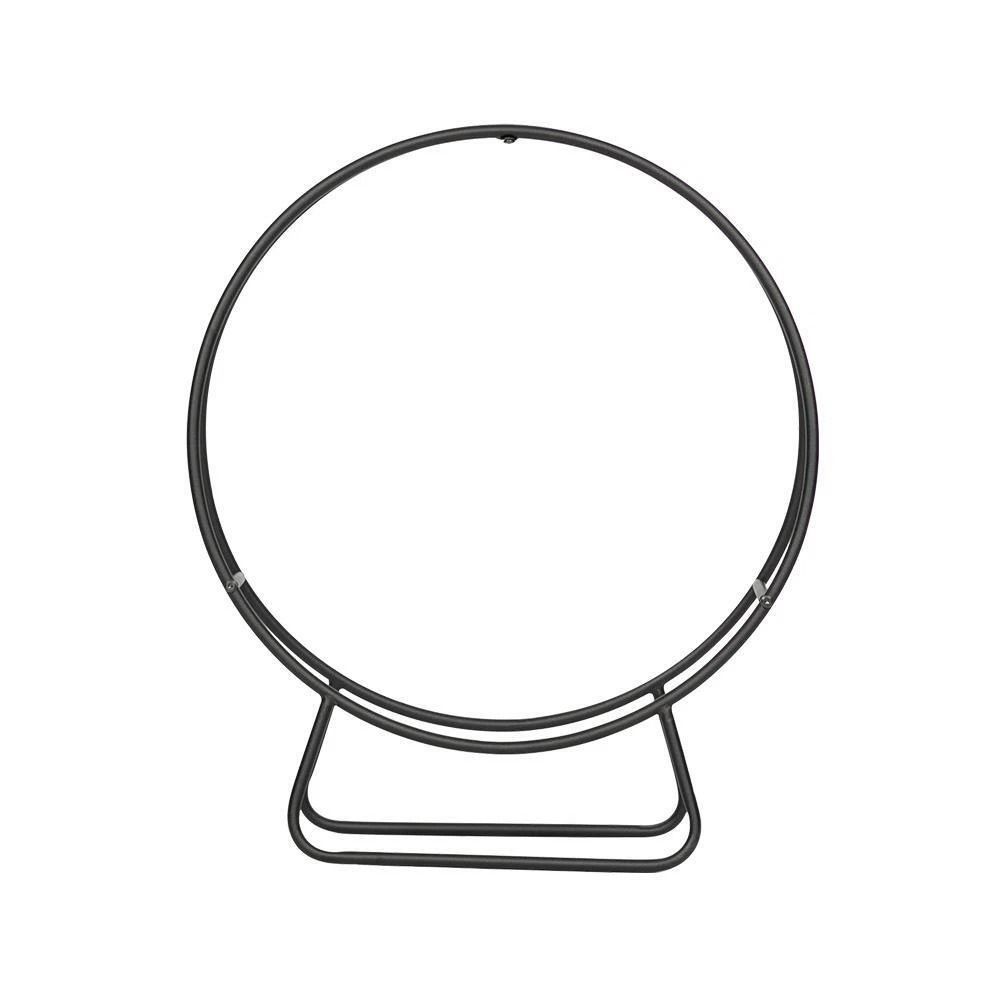 Tubular Steel Log Hoop Round Fireplace Log Holder Firewood Storage Rack 5