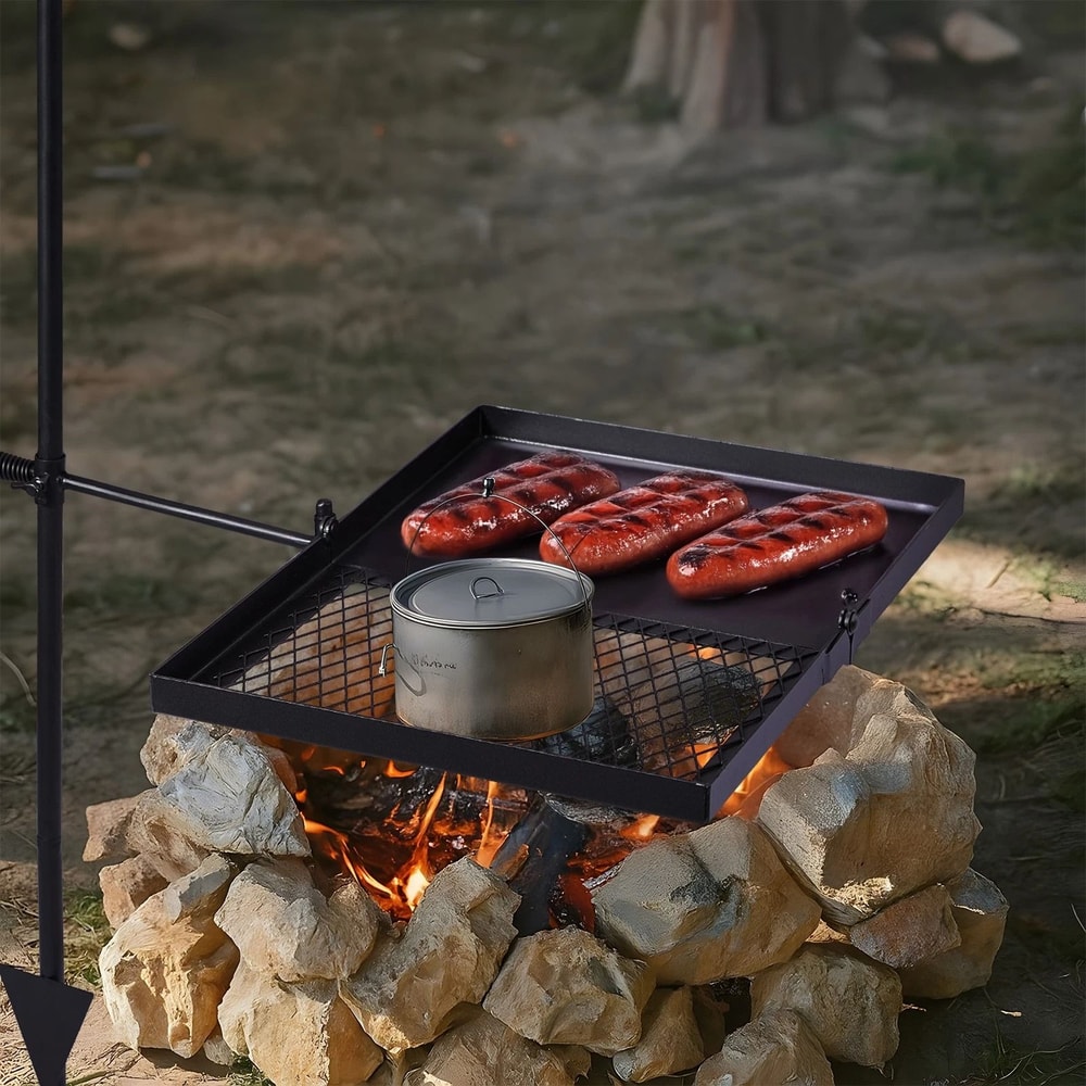 Heavy Duty Steel Grate Grill Portable Swivel Campfire Grill Foldable Square Design For Garden And C 3