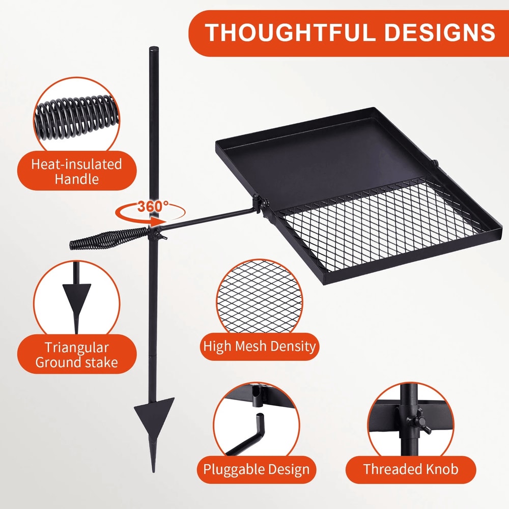 Heavy Duty Steel Grate Grill Portable Swivel Campfire Grill Foldable Square Design For Garden And C 8