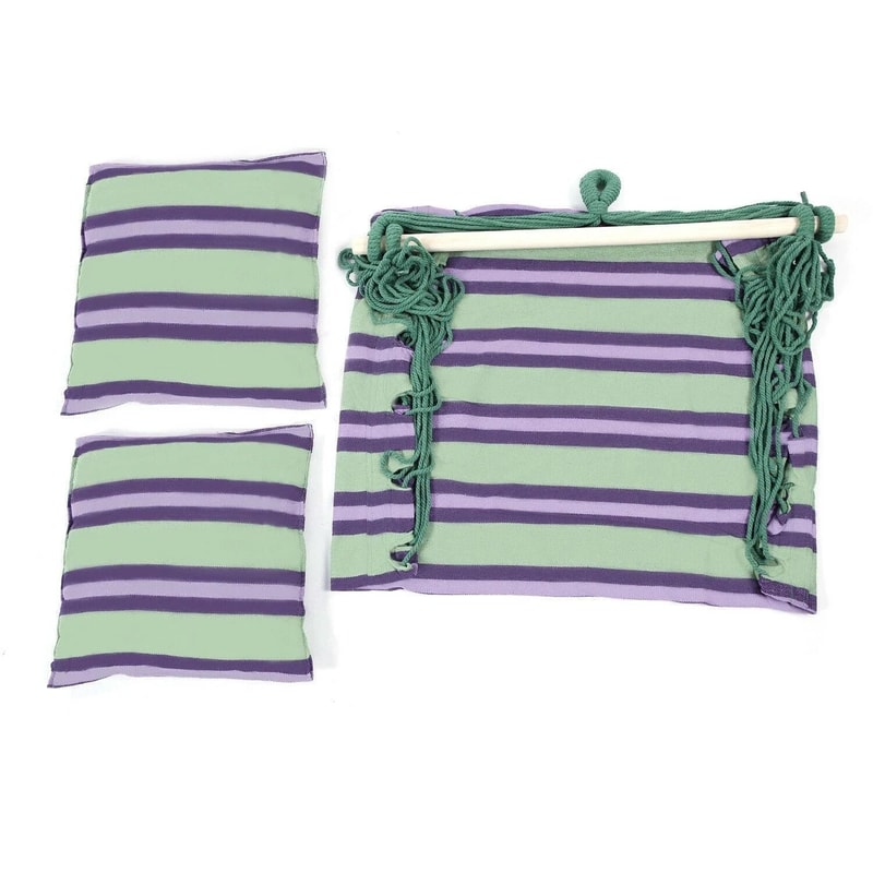 Green Distinctive Cotton Canvas Hanging Rope Chair Comfortable Pillows For Indoor Outdoor Relaxing 4