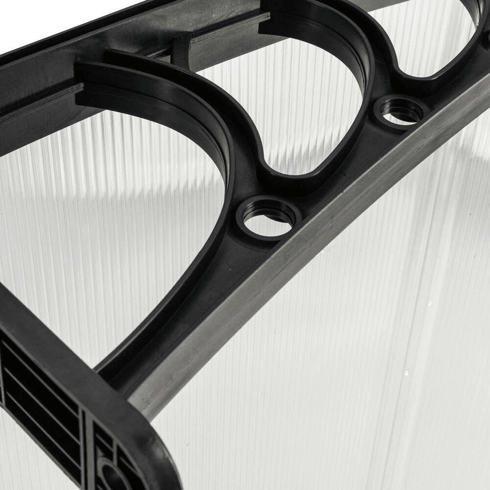 Polycarbonate Patio Doors Shade Cover With Black Bracket Durable Windows Awning For Outdoor Protect 1