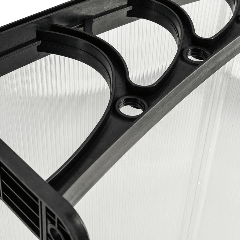 Polycarbonate Patio Doors Shade Cover With Black Bracket Durable Windows Awning For Outdoor Protect 1
