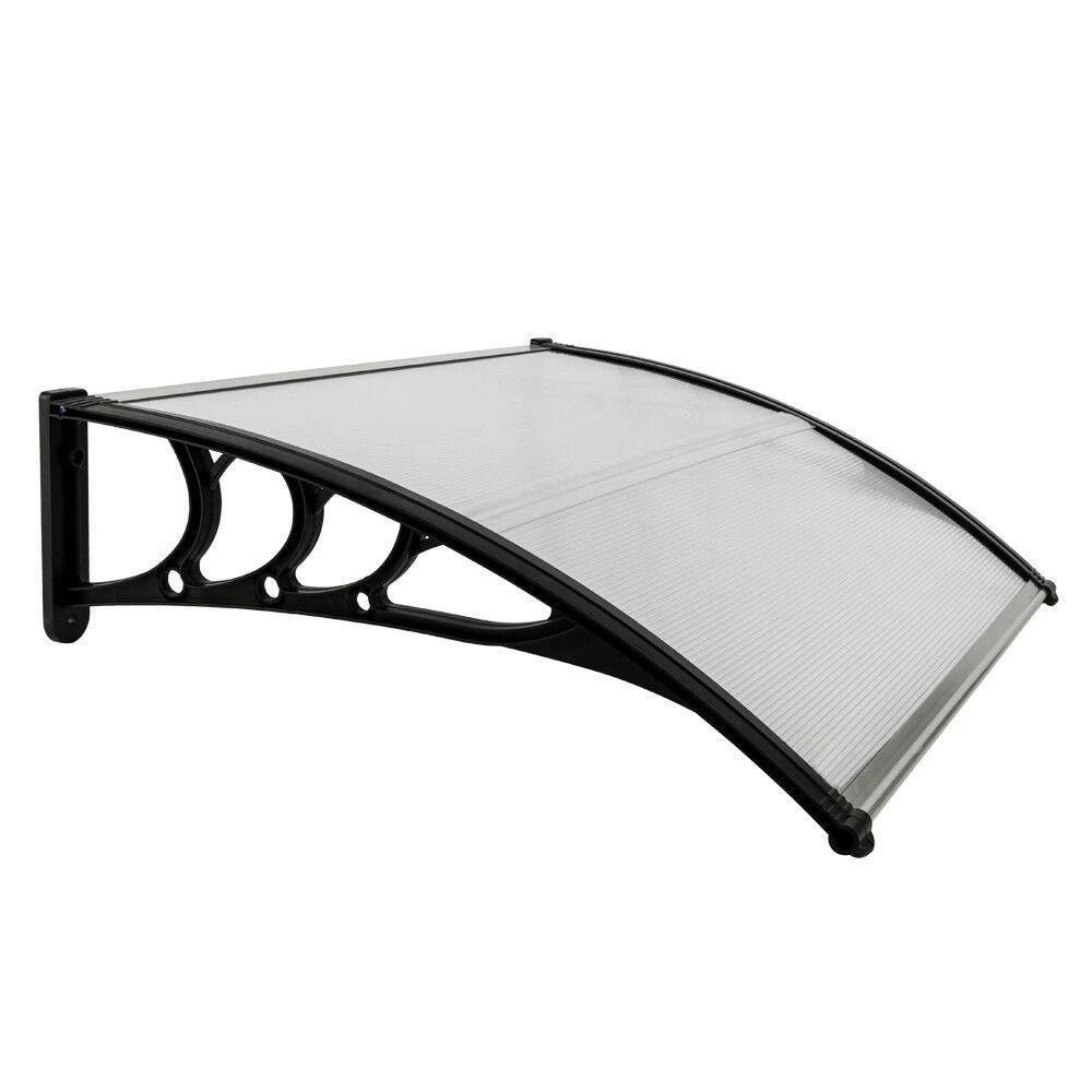 Polycarbonate Patio Doors Shade Cover With Black Bracket Durable Windows Awning For Outdoor Protect 6