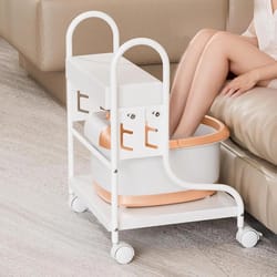 nail & foot spa cart, adjustable height trolley with pu pad, locking casters for comfort and durability