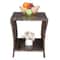 Wicker Rattan Square Side Table End Coffee Table With Glass Top For Patio Bedroom Furniture 10