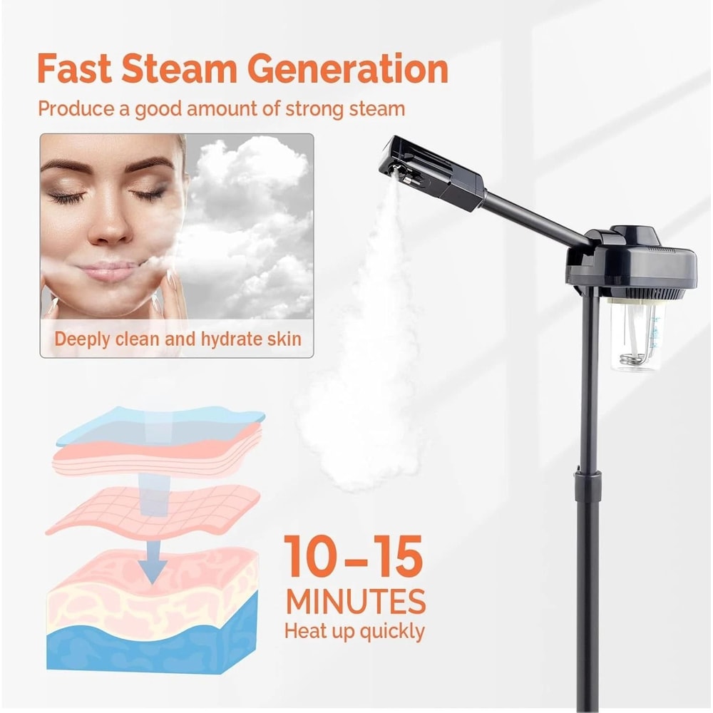 Professional Facial Steamer New Esthetician Steamer With Hot Ozone Mist Black 1