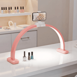 nail desk lamp with phone stand, bright nail desk light for professionals, pink