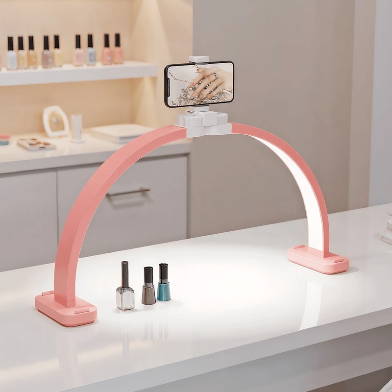Nail Desk Lamp With Phone Stand Bright Nail Desk Light For Professionals Pink 0