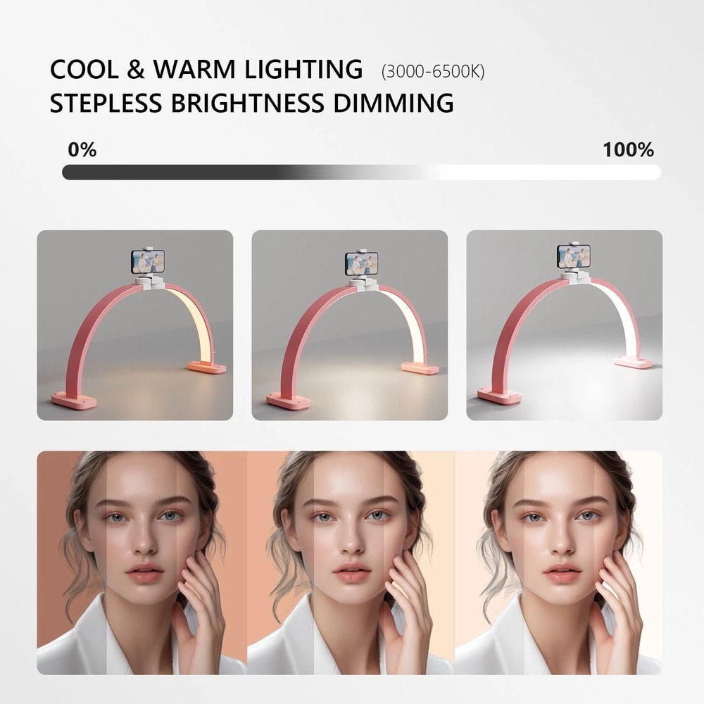 Nail Desk Lamp With Phone Stand Bright Nail Desk Light For Professionals Pink 4