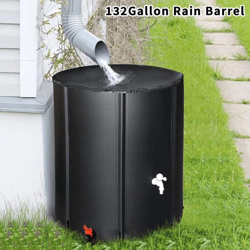 HighQuality Folding Rain Barrel Water Collector PVC Mesh Cloth 0