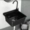 Plastic WallMounted Utility Sink With HotCold Faucet Save Space WhiteBlack 9
