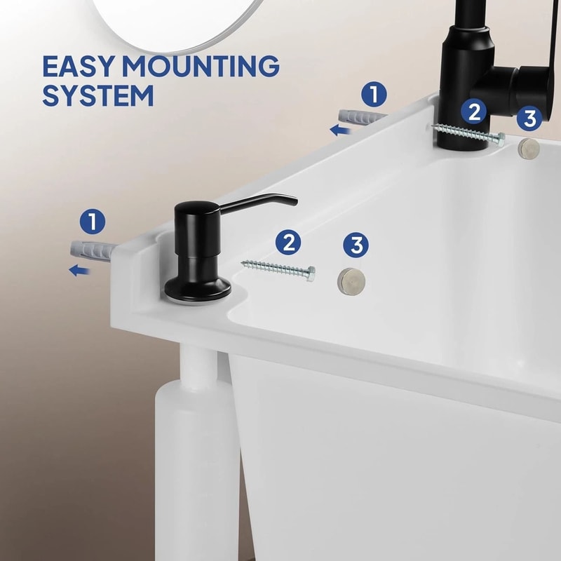 Plastic WallMounted Utility Sink With HotCold Faucet Save Space WhiteBlack 6