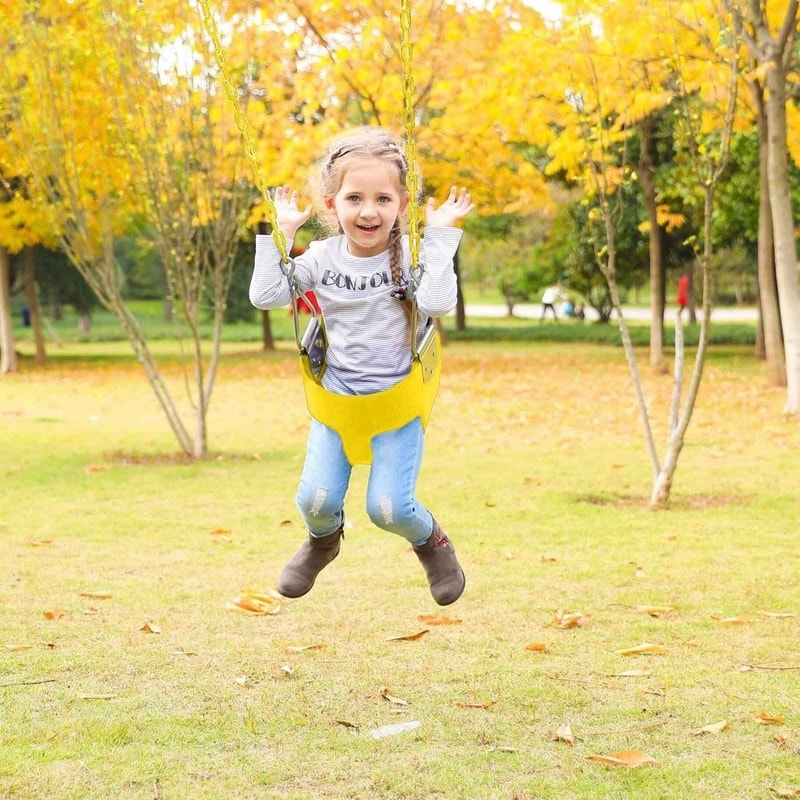 Yellow Full Bucket Swing Set For Toddlers Playground Outdoor Play Fun Kids Toy 0