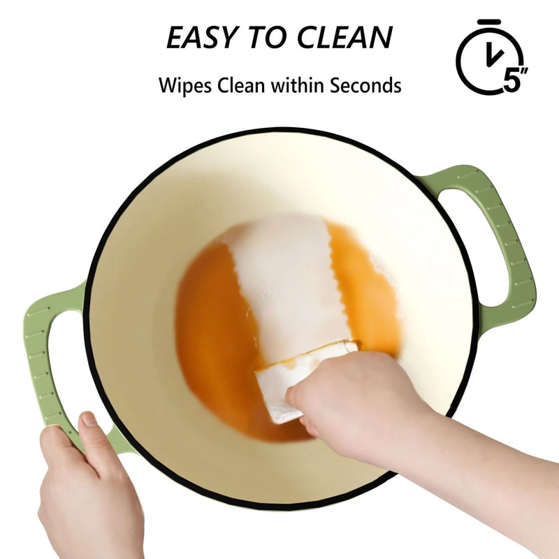 Enameled Cast Iron Dutch Oven 6QT MultiPurpose Grill Induction Compatible 5