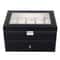 Leather Display Case Organizer Slot Grids Watch Box Glass Jewelry Storage BK 3