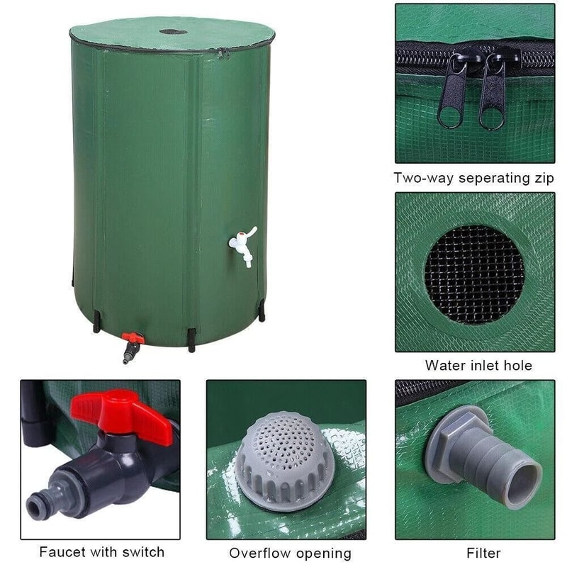 Folding Portable Water Collection 100 Gallon Rain Barrel Green Garden Collector 2