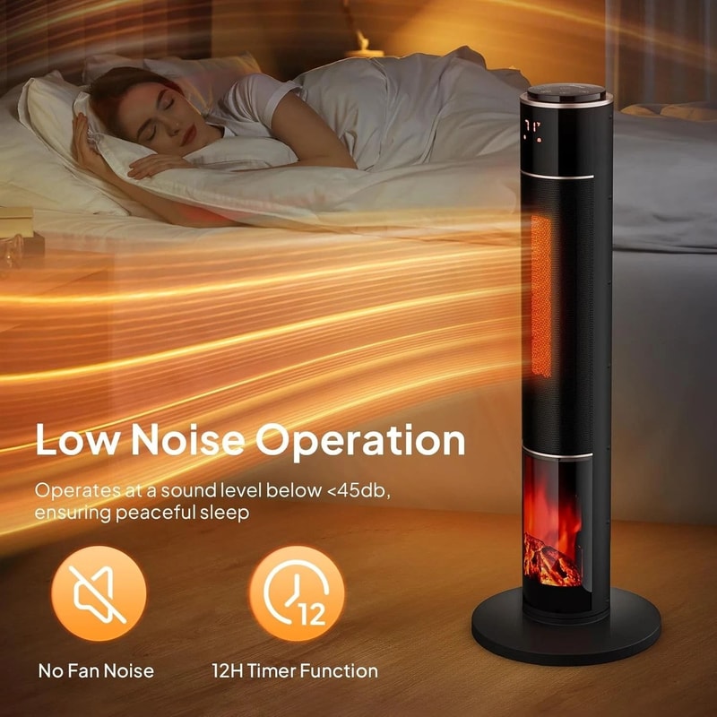 Electric Space Tower Heater WRemote TipOver Protection Overheating Safety Feature 3