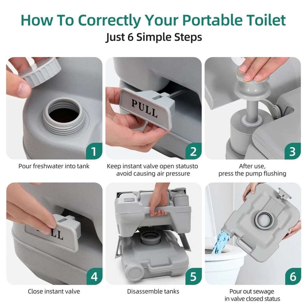 Gallon Portable Toilet 10L Flush Travel Potty For Camping SUV Car 8