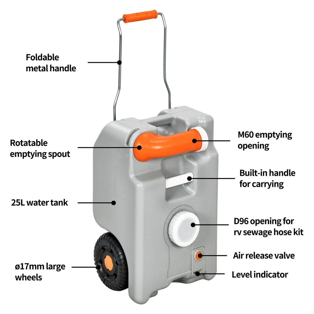 Waste Tank Tote For RV Camper Sewer Dump With Wheel Portable Water Holding 6
