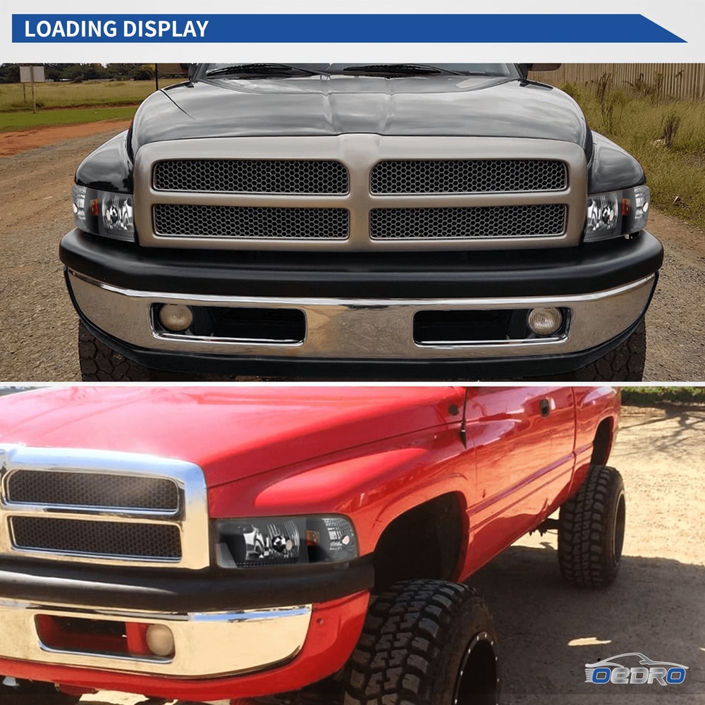 Dodge Ram Headlights Assembly Black Housing Headlamps 1