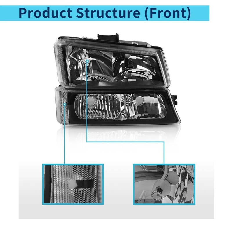 Avalanche Black Clear Headlights Bumper Signal Lamps For Chevy Silverado Perfect Fit Modern Look 7