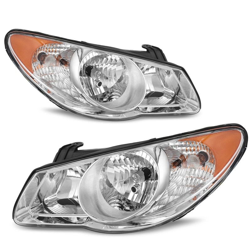 Hyundai Elantra Headlights Assembly Chrome Housing Amber Reflector Model Upgrade Your Ride 0