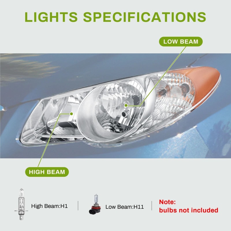 Hyundai Elantra Headlights Assembly Chrome Housing Amber Reflector Model Upgrade Your Ride 3