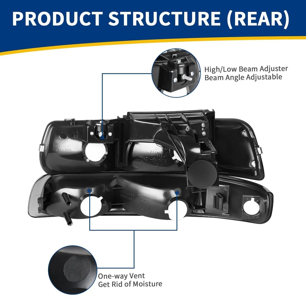 Smoke Lens Headlights Bumper Lamps Silverado Tahoe Suburban Custom Fit Improved Design 3