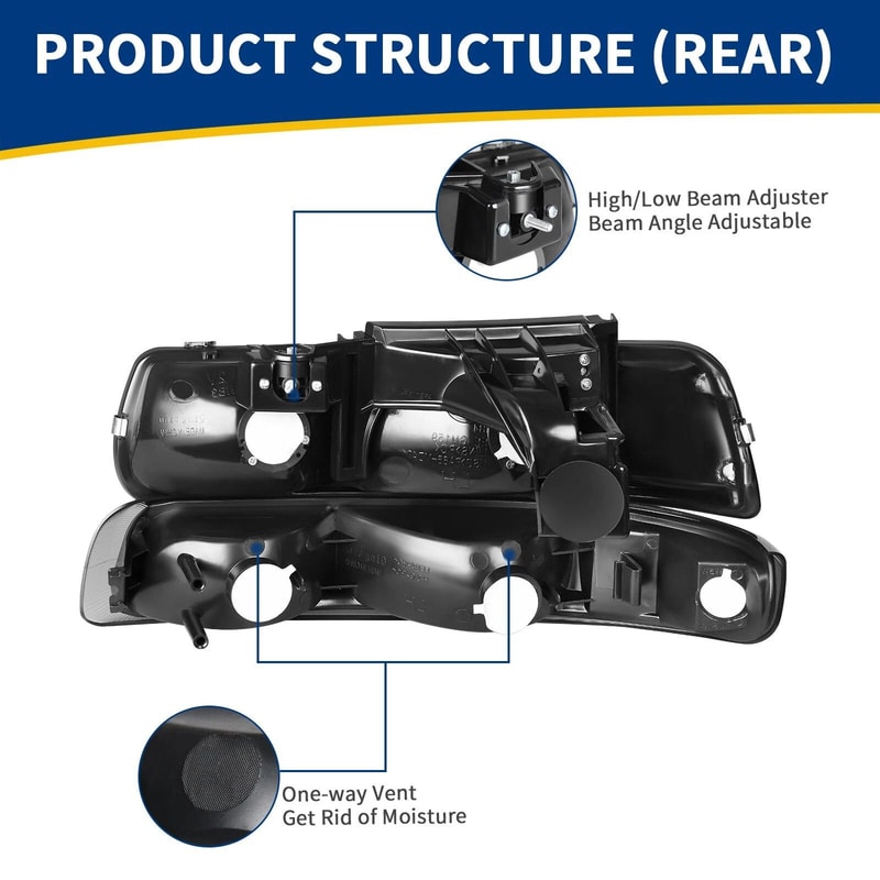 Smoke Lens Headlights Bumper Lamps Silverado Tahoe Suburban Custom Fit Improved Design 3