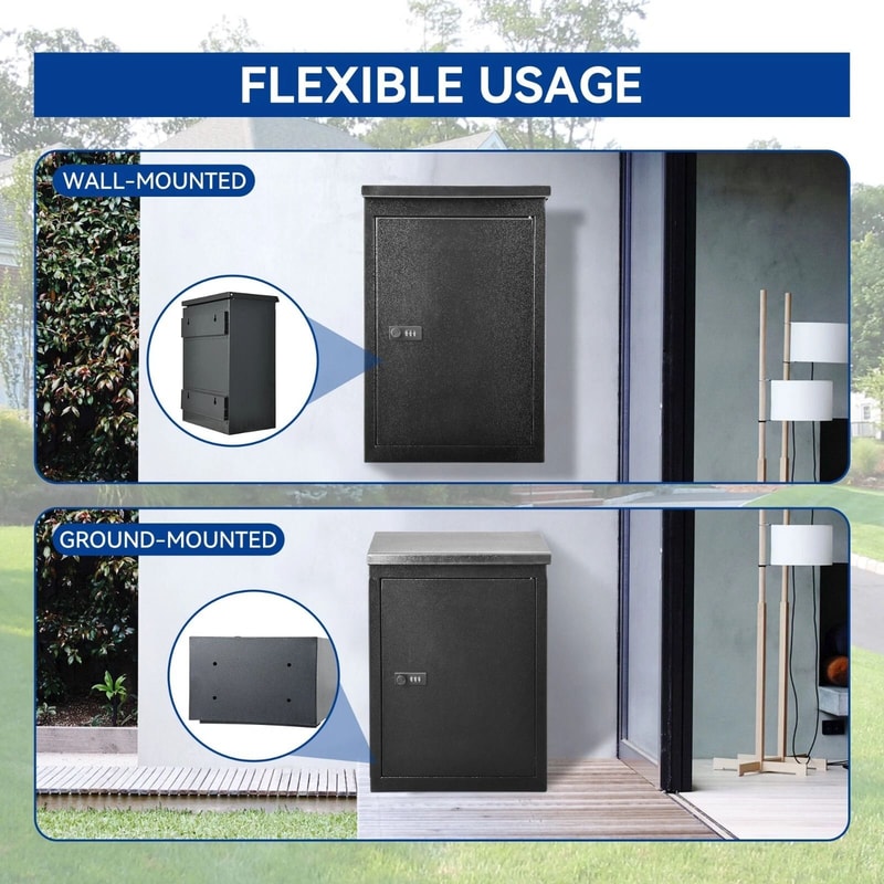 Secure WallMount Large Package Letter Delivery Box With Coded Lock Ideal For Office Home Use 2