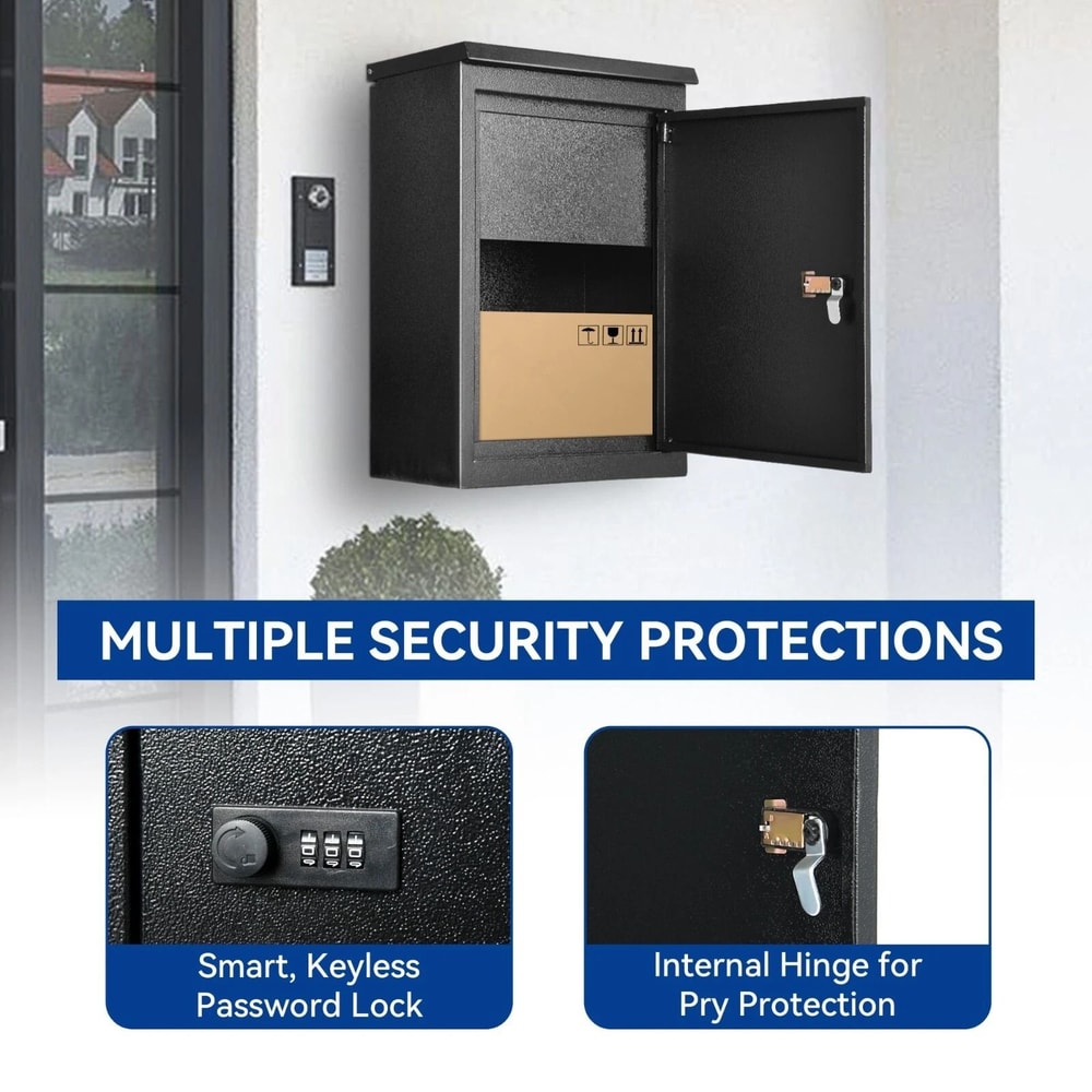 Secure WallMount Large Package Letter Delivery Box With Coded Lock Ideal For Office Home Use 5