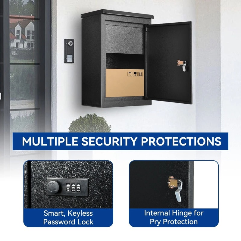 Secure WallMount Large Package Letter Delivery Box With Coded Lock Ideal For Office Home Use 5