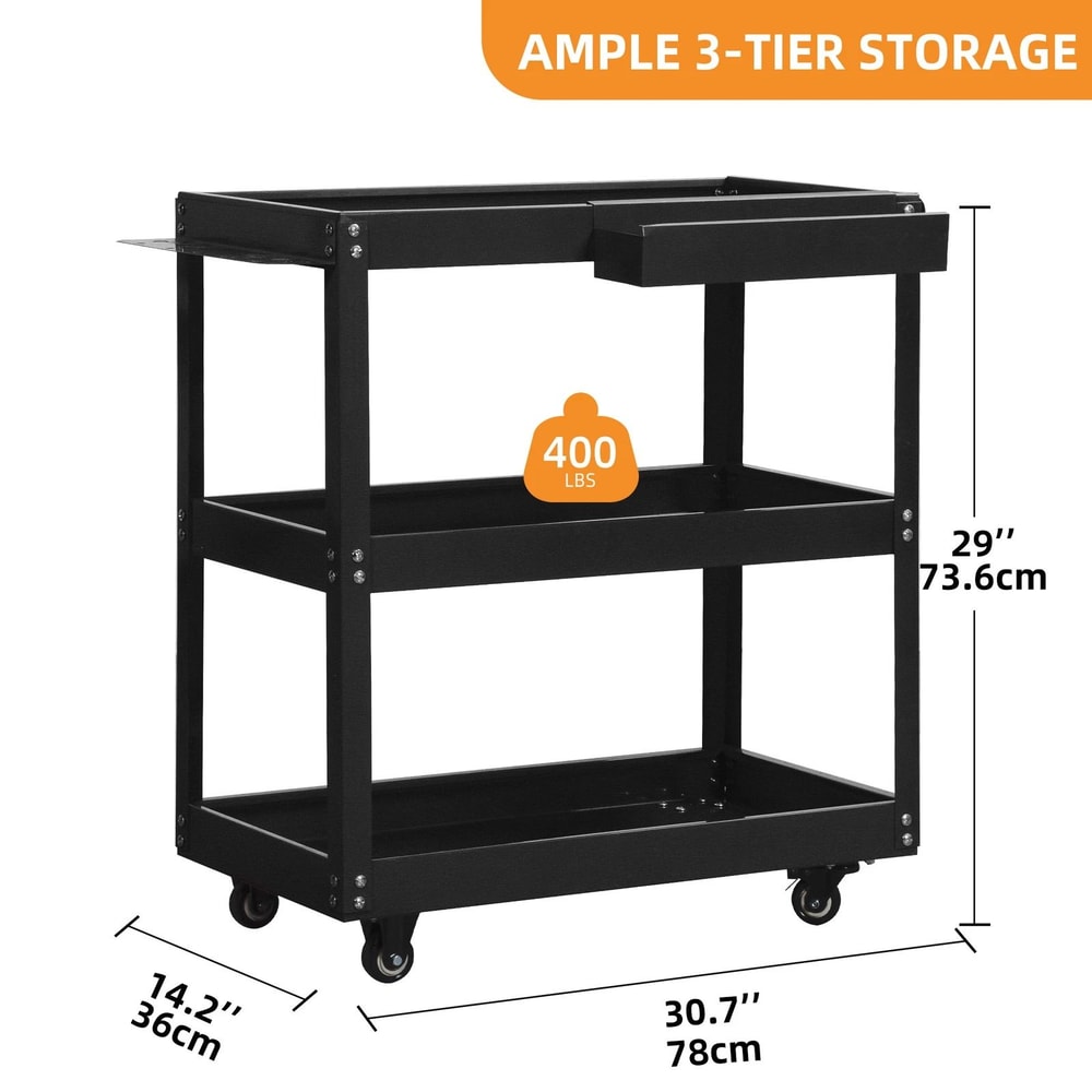 Heavy Duty Steel Utility Cart For Garage Tool Cart On Wheels Mobile Tool Storage 7