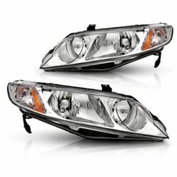 chrome amber headlights honda civic sedan, 4dr headlamps set lh+rh, enhanced lighting performance