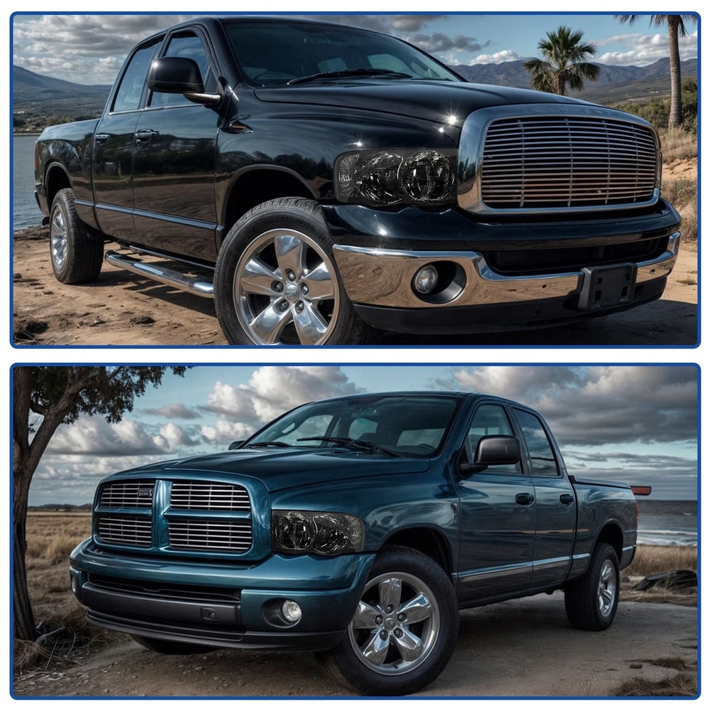 Smoke Lens Chrome Headlights Assembly For Dodge Ram 1