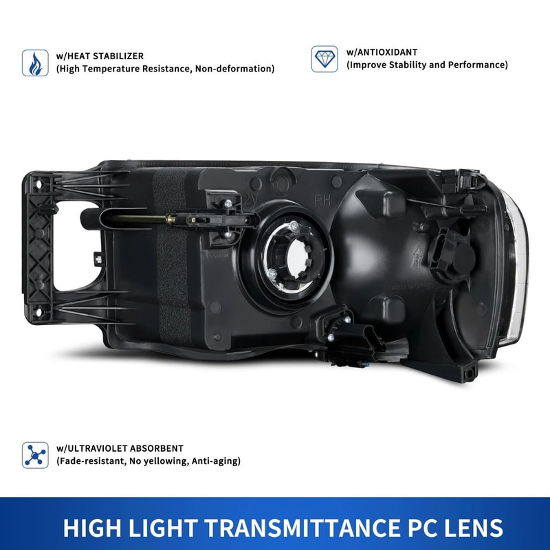 Smoke Lens Chrome Headlights Assembly For Dodge Ram 6