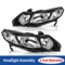 Black Housing Headlights For Honda Civic Sedan 20062011 Qaualma Door Headlamps 1